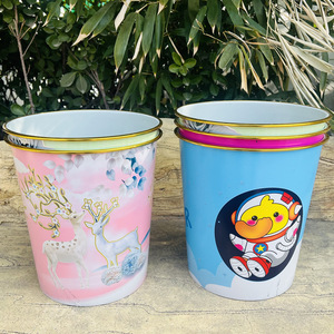 Colorful Gold Rim Trash Can 10L Cylindrical Plastic Wastebasket For Indoor Use Living Room <b>Bathroom</b> - Product Image 3