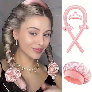 Bán Buôn Tùy Chỉnh Heatless Curling Rod Headband Satin Tóc Curler Đặt Qua Đêm Mềm Lụa Tóc Con Lăn Với Ngủ Cap - Product Image 2