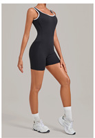 Combinaison de sport pour femme, simple, sans manches, respirante, en Spandex/Nylon, motif uni, dos en U, pour la gym et le yoga, avec shorts d'entraînement, impression par transfert thermique