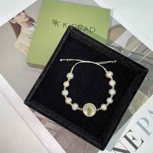 Bracelet de prière en perles d'eau douce de haute qualité et breloques Vierge Marie en diamant, unisexe, cadeau religieux catholique - Product Image 5