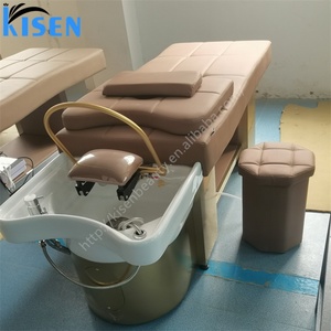 Table de massage thaïlandaise Kisen en acier inoxydable avec base épaissie, matelas, lavabo en céramique, lit de shampoing et mobilier de spa pour la tête - Product Image 6