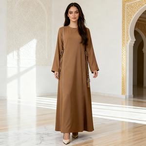 New Design Dubai Style High Quality Fabric Long Fashion Modest <b>Dress</b> Sequins Abaya for Muslim Women Supplier - Product Image 3