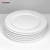 Vente en gros de 10 assiettes à dîner en céramique moderne en porcelaine blanche de 8 pouces, personnalisables, bon marché en vrac, pour restaurant, hôtel