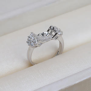 Bague en argent S925 pour femme, réglable, taille 8-12, accessoire DIY avec incrustation de perle vide, 155 anneaux en diamant - Product Image 4