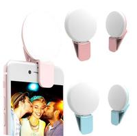 Anneau lumineux Selfie pour photographie objectif de téléphone portable Anneau lumineux Selfie LED rechargeable Clip à intensité variable Mini lumières appareil photo téléphone