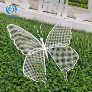Sculpture de papillon lumineuse en acier inoxydable pour décoration de jardin extérieur, ornement d'art pour pelouse - Product Image 1