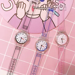 Fábrica de Vender PVC Ins Tendência Minimalista Chique Relógios Crianças Relógios de Quartzo Transparente Bonito Popular Plástico Student Relógio de Pulso
