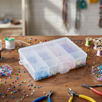 Boîte de rangement rectangulaire transparente en plastique rigide, écologique, recyclable et lavable, avec séparateurs pour perles, hameçons et lignes de pêche