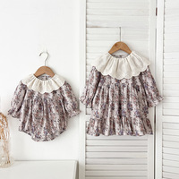 Combinaison-pantalon en coton doux pour bébés filles, style coréen, avec dentelle, pour l'automne, tenue de sœur