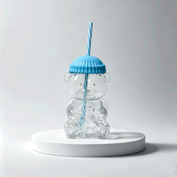 Mignon Gobelet en Verre Ours en Peluche 3D avec Couvercle en Silicone Casquette de Baseball et Paille, Tasse à Café Glacé, Thé au Lait, Boissons Froides, Logo Personnalisé