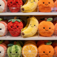 Aanpasbare 8 inch fruitvormige aardbei banaan appel sinaasappel meloen knuffels knuffeldieren voor culturele merchandise