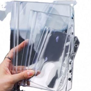 Classeur A5 transparent en PVC à 6 trous, pochettes à monnaie, organiseur de documents, enveloppe zippée, pochettes de remplissage en plastique - Product Image 1