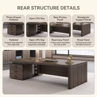 Bureau administratif de classe E0, bureau moderne minimaliste pour petit cadre, ensemble de bureau multifonctionnel avec rangement, mobilier de bureau
