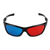 2 adet evrensel plastik kırmızı mavi 3D gözlük siyah çerçeve 3D Visoin cam boyutlu Anaglyph film oyunu DVD Video için
