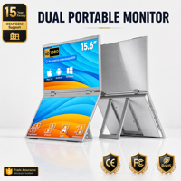 LumiCreate OEM Custom Monitor Portabel Layar Ganda IPS 15.6 Inci 1080P FHD Lipat 180 Derajat Putar Otomatis Tipe-C HD VESA