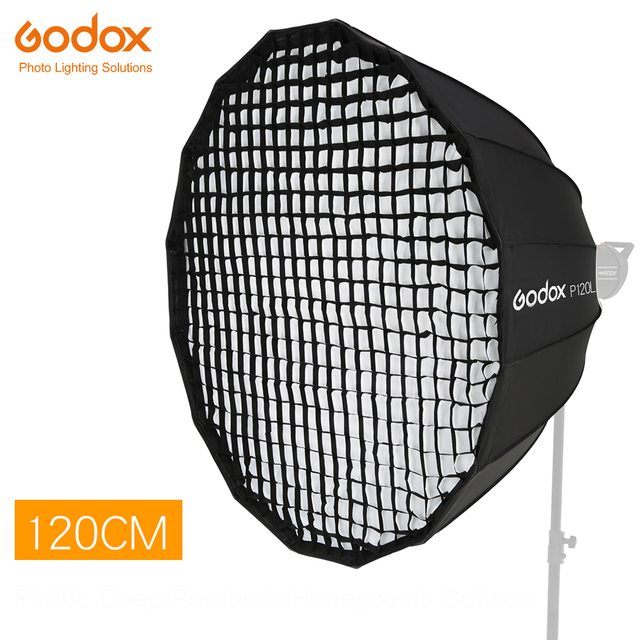 Godox Portable P120L 120CM Deep Parabolic Honeycomb Grid Softbox Bowens Mount Studio Flash Reflector Photo Studio Softbox