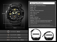 VVS Montre Analogique Homme Outdoor Grand Cadran Aiguilles Lumineuses Étanche Électronique OEM Logo Personnalisé Bas MOQ