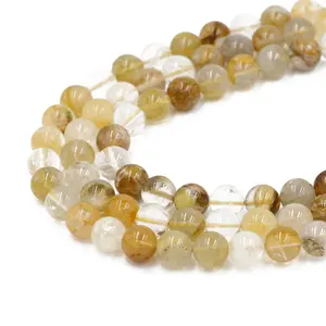Wholesale natural loose gemstone beads crystal 4-12 mm round citrine high quality beads for making jewelry