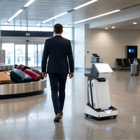 Chariot à bagages autonome avec suivi IA, écran tactile LCD multimédia et système d'exploitation Android pour aéroports