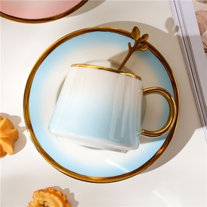 Vintage Style Glaze Fancy Gift Golden Luxury Tea Cup <b>Sets</b> Gradient Color <b>Mug</b> Coffee Cup <b>Set</b> With Saucer - Product Image 6