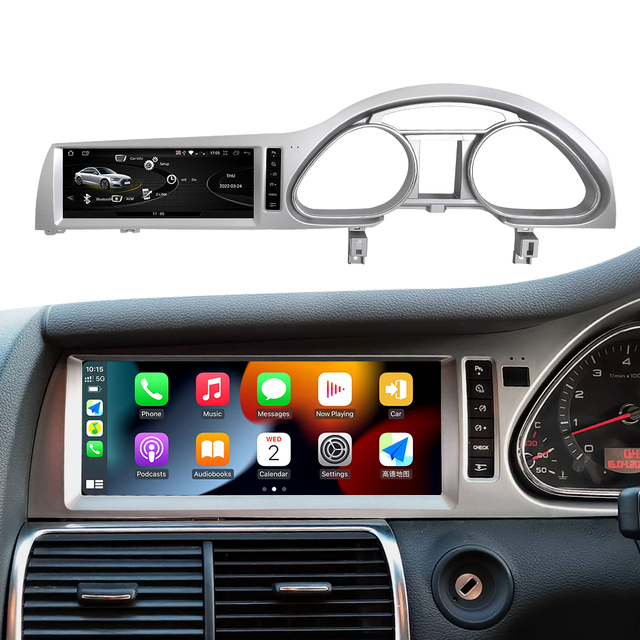 Android 14 Snapdragon 665 8-Core 10.25" HD Screen Built-in Wireless CarPlay GPS Audi Q7 2006-2015 Right Hand Drive 4G WIFI Car