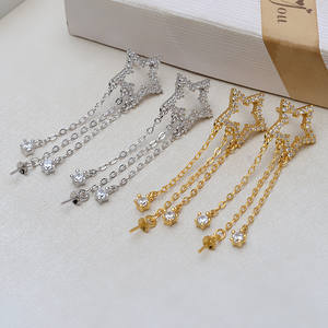 Ensemble d'accessoires DIY en argent 925 fait main, plumes, boucles d'oreilles en cristal brossé, pendentif, support creux en perle, 1262 - Product Image 1