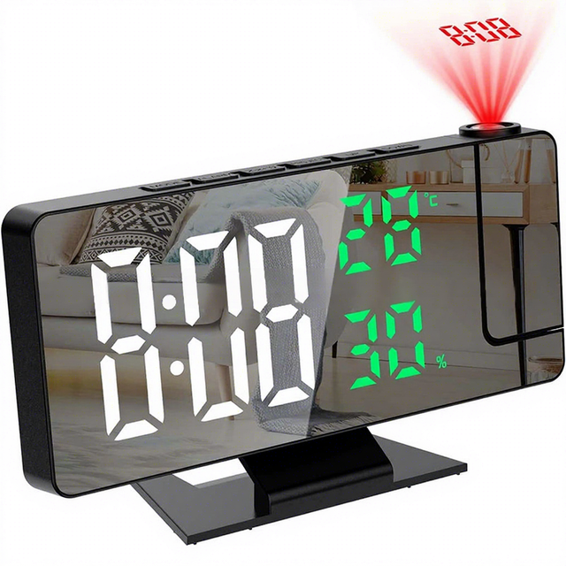 Multi-Function Smart Electronic Alarm Clock LED Digital Temperature Humidity Snooze Feature Time Memory for Bedrooms Table Clock