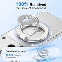 Rexiao Anneau de préhension magnétique double réglable en alliage d'aluminium pour support de téléphone S26/S25