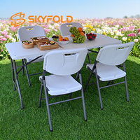 Table de banquet pliante en plastique blanc robuste de 6 pieds pour événements extérieurs, mariages, location, mobilier d'entreprise - Vente en gros