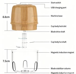 Hachoir alimentaire portable en gros d'usine 250ML, trancheuse alimentaire rechargeable USB pour ail, oignon, légumes, piment, gingembre pour la maison et le camping - Product Image 5