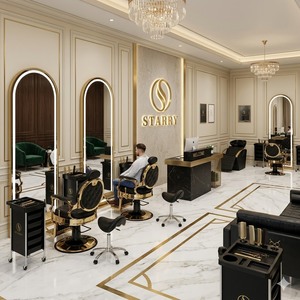 Starry Black Gold <strong>Barber</strong> <strong>Set</strong> Hydraulic Chair Full Package Customized Multi-Color Classic <strong>Barber</strong> Chairs for Sale - Product Image 4