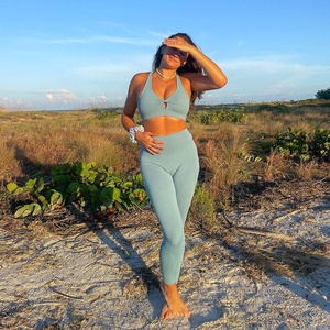 Biểu Tượng Tùy Chỉnh Mông Nâng Phụ Nữ Yoga Quần Màu Rắn Phòng Tập Thể Dục Tập Thể Dục Quần Áo Phụ Nữ Yoga Cao Eo Thể Thao Yoga Xà Cạp - Product Image 4