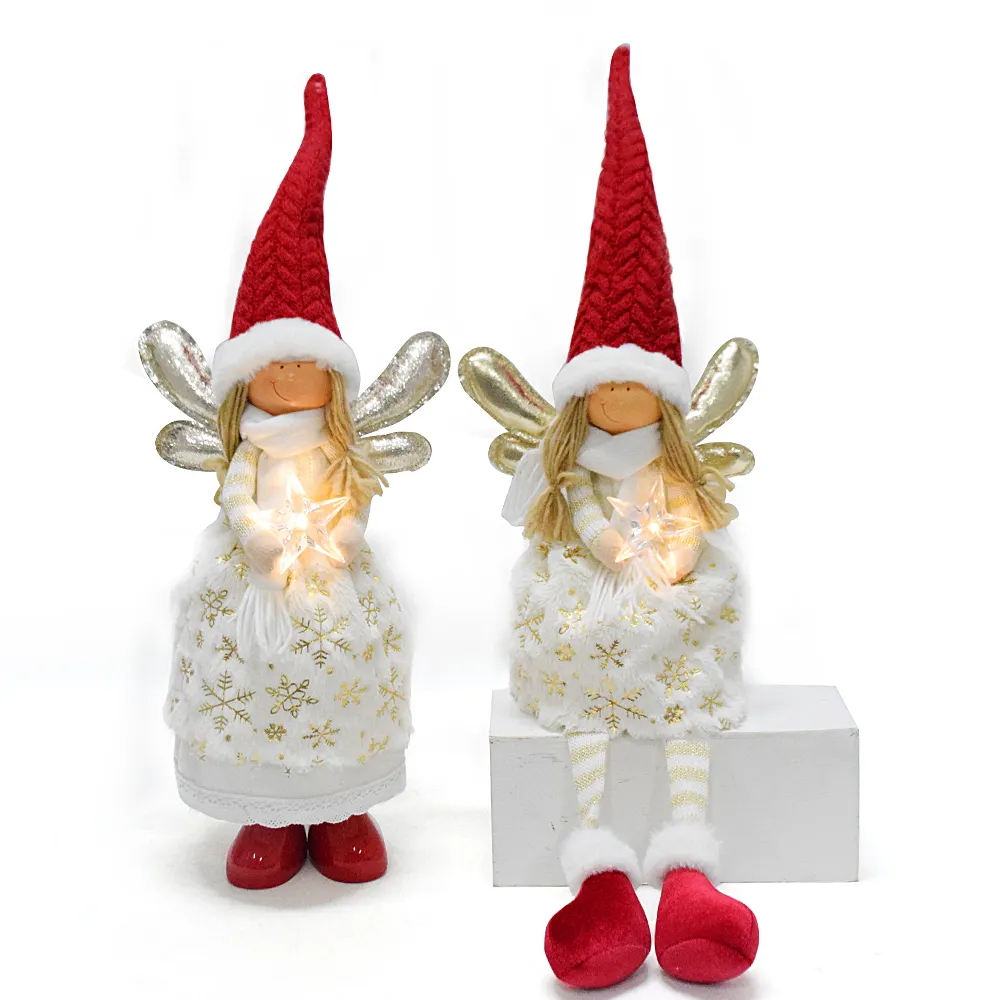 Boheng 2024 Noel Noel Navidad dekor hediyeler sevimli kız figürinler Cherubs dolması parlak Led Guardian melek