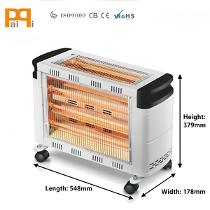 Calentador Eléctrico Portátil de Cuarzo Infrarrojo de 2000W <span class=keywords><strong>con</strong></span> <span class=keywords><strong>Ruedas</strong></span>, Protección Antivuelco, Iluminación Integrada para Uso Doméstico - Product Image 1