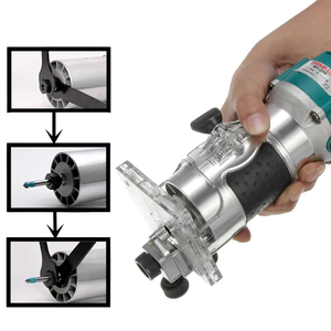 Kit de défonceuse électrique 15 pièces, embouts de 1/4 pouce, 600W, 110/220V, pour fraisage et gravure de stratifié, 30000 tr/min, machine manuelle pour menuiserie - Product Image 2