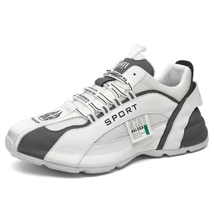 Zapatillas de hombre con cordones estilo europeo, transpirables de malla, con suela gruesa y plantilla oculta para aumentar la altura, estilo papá, ideales para verano. - Product Image 5