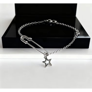 Set di braccialetti stile pin con ciondolo a stella in argento, gioielli da donna, regalo per l'abbigliamento casual alla moda - Product Image 4
