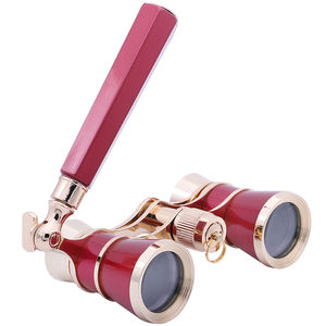 3x25 Handle lipat antik Telesope Adjustable Vintage merah logam Opera kacamata teropong - Product Image 1
