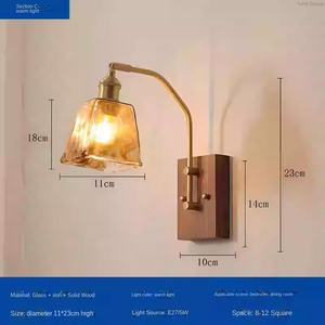 Modern High Quality Glass & <b>Wooden</b> <b>Wall</b> Lamp with LED <b>Light</b> Source Dimmable E27 Base for Living Room - Product Image 6