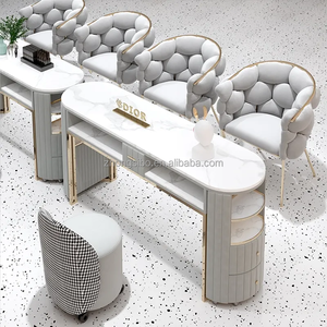 Luxe manicuretafel van roestvrij staal met stoelen, op maat gemaakte afmeting en kleur, ventilator voor nagelsalon - Product Image 3