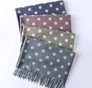 High quality double sided pattern cashmere shawl mixed fabric winter fringe tassel pashmina scarf