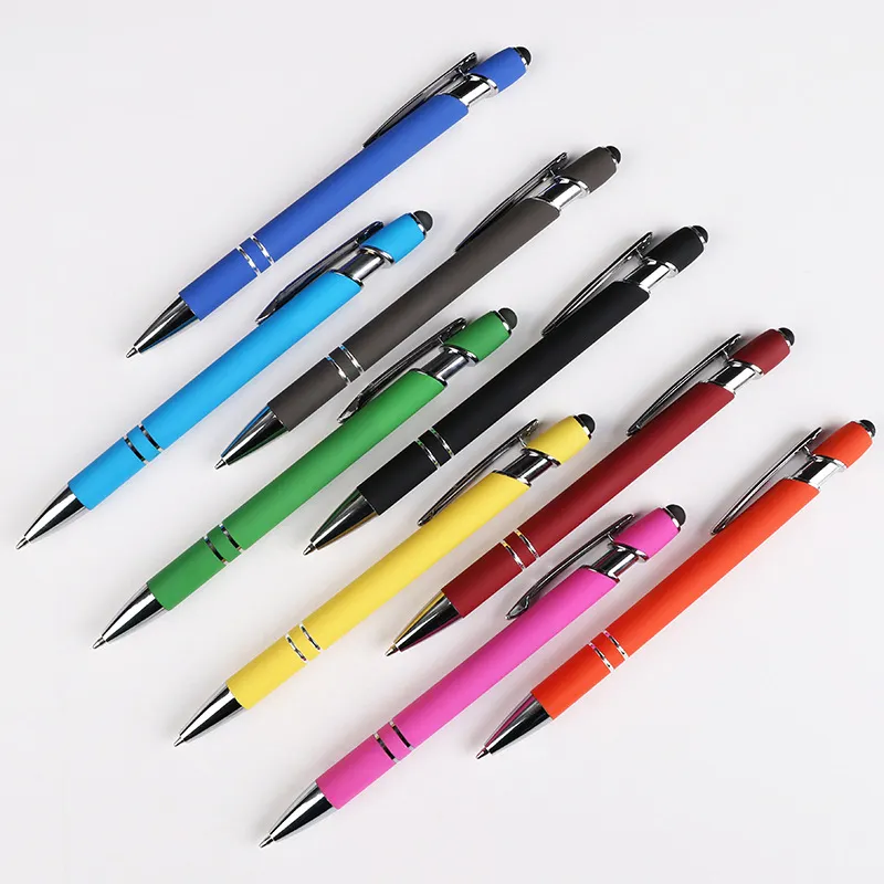 ready to ship custom metal stylus pen rubberized metal pens with stylus