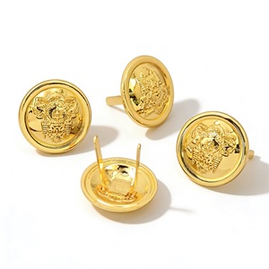 Gold Metal Shank <b>Buttons</b> with Embossed Logo Pattern Classic Round Design for Uniforms and Formal Wear - Product Image 4
