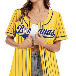 Camiseta de Béisbol Unisex Nanas, Amarilla a Rayas, Manga Corta, Cierre de Botones, Corte Regular, 100% Poliéster, Antibacteriana, Deportiva Personalizada - Product Image 5