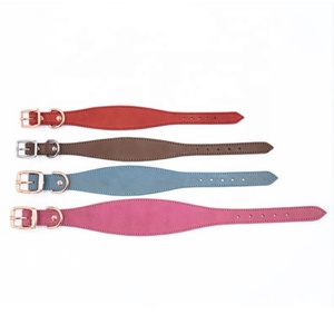 Collar de perro de cuero <span class=keywords><strong>Extra</strong></span> ancho de alta calidad, Collar de galgo de lujo de Color sólido, collares suaves para mascotas para perro Whippet grande y mediano - Product Image 4