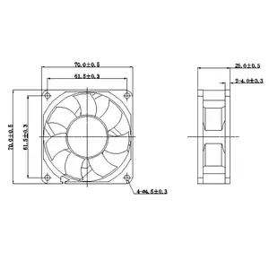 YCCFAN Sản Phẩm Tự Thương Hiệu Quạt DC Không Chổi Than 7025 70X70X25Mm Quạt Làm Mát 12Volt