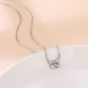 2021 New Simple Jewelry White Shell Opal Crystal butterfly <b>Necklace</b> Pendant - Product Image 3