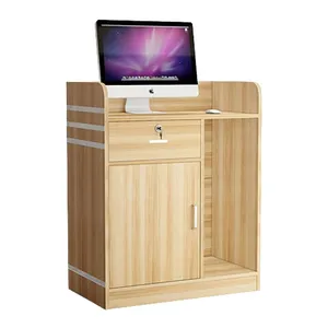 Escritorio de mostrador de caja registradora de venta al por menor de madera de diseño moderno blanco para tienda pequeña