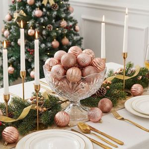 12 Boules de Noël Or Rose 8cm Incassables, Ensemble de Décorations de Fêtes avec 6 Textures pour Arbre de Noël - Product Image 3