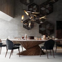 Table de salle de réunion en bois pétrifié artistique, table de salle à manger en marbre